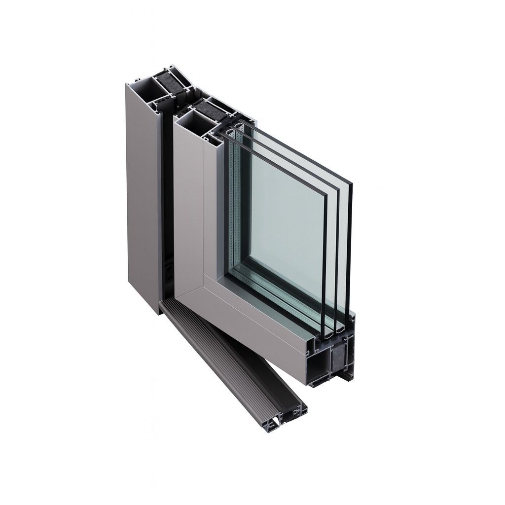 Алюминиевый дверной профиль 70 мм — 3 камеры, термовставка 24 мм